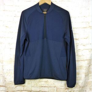 Hill City Shirt Men S Navy Blue 1/2 Zip Long Sleeve Lightweight Wool Blend Run
